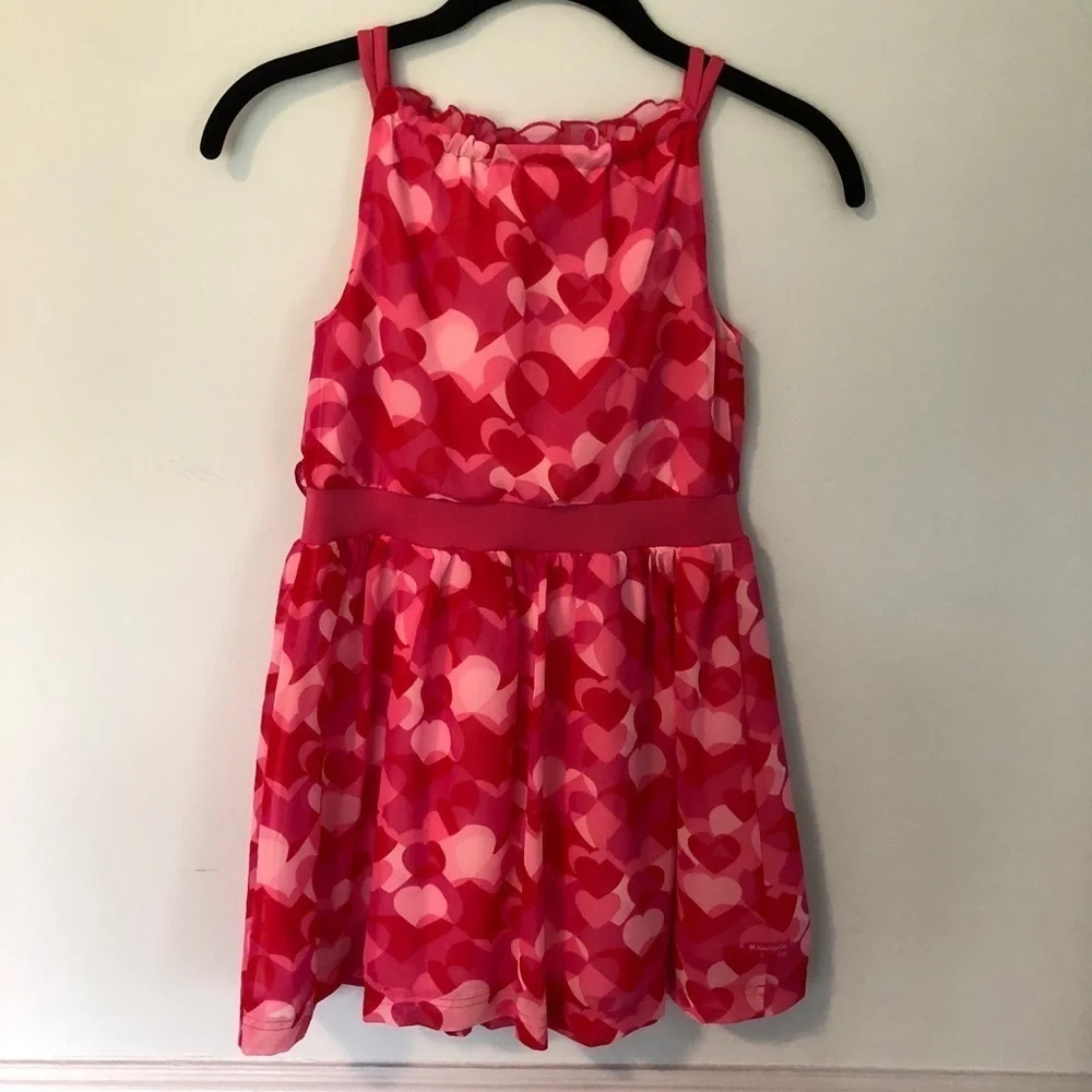 American Girl Red & Pink Heart Ruffle Sleeveless Dress Size 10